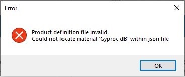 Product definition file invalid